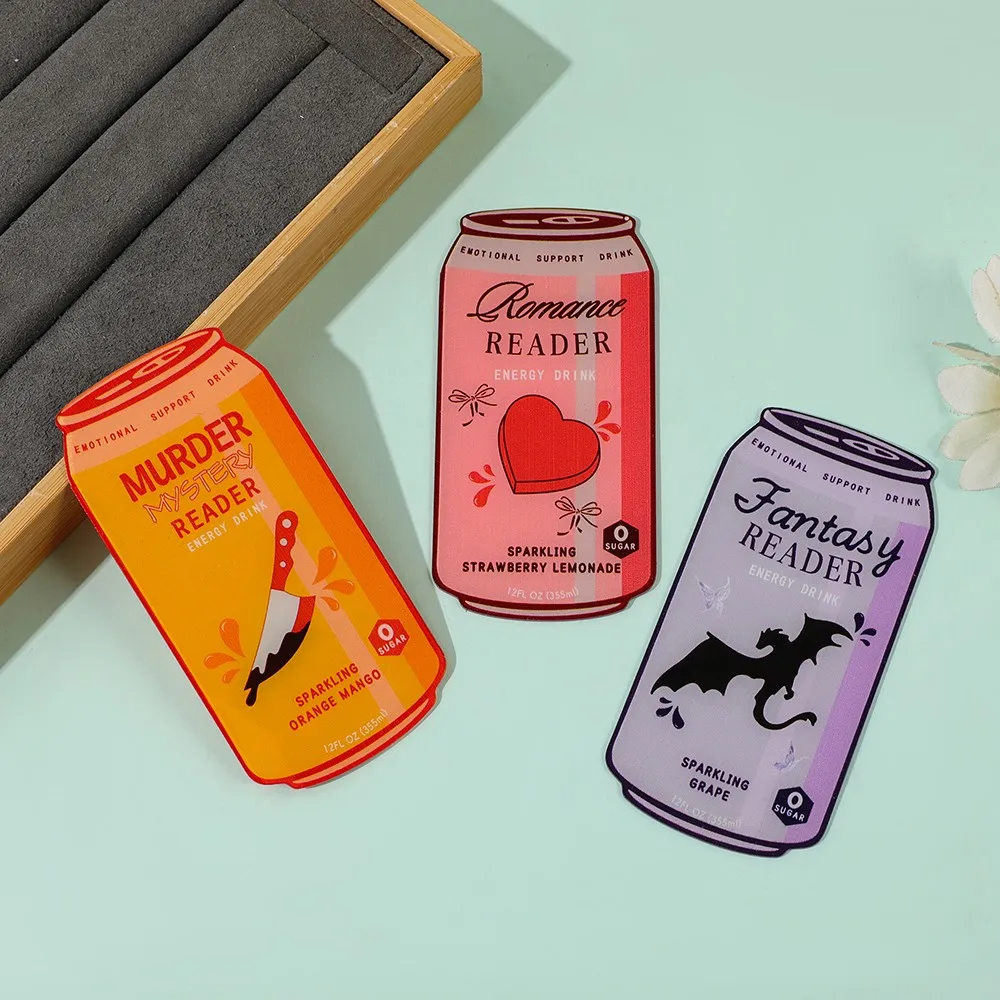 Fun Beverage Can Shaped Acrylic Bookmark, Exclusive to Romantic/Fantasy/Suspense Readers as an 'Energy Drink' Reading.