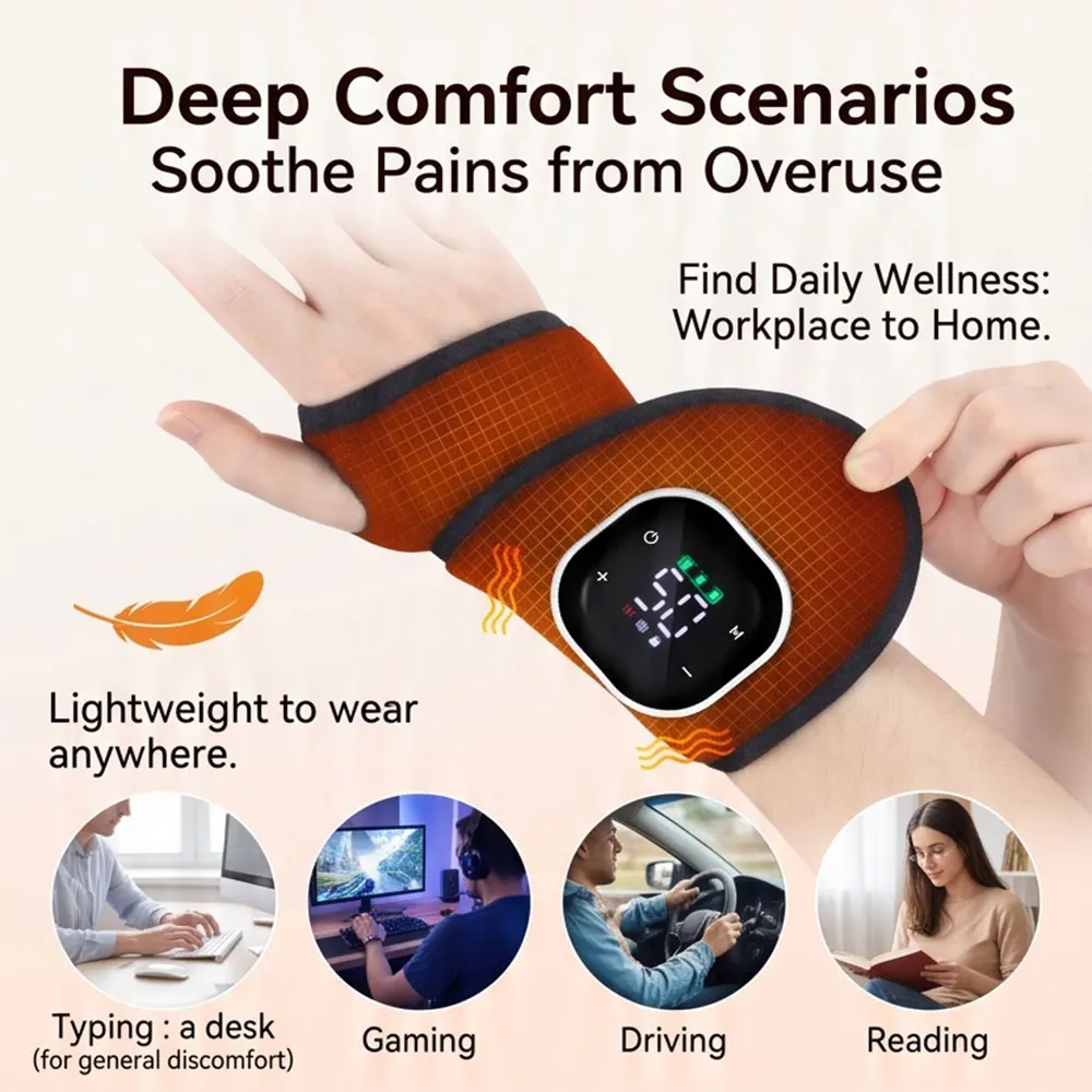 Electric Compress Hot Wrist Wrap 36/48 LEDs 3 Modes 660nm 850nm Infrared Wearable Joint Support Portable Hand Relaxation Brace