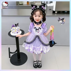 2024 New Summer Girls' Kawaii Kuromi Role Playing Gauze Skirt Comfortable Breathable Princess Dress Sweet Lolita Dress Birthday