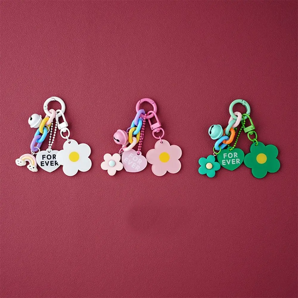 High Quality Candy Color Key Chain Acrylic Durable Key Ring Flower Heart Pendantl Key Ring Chain for Bag Pendant