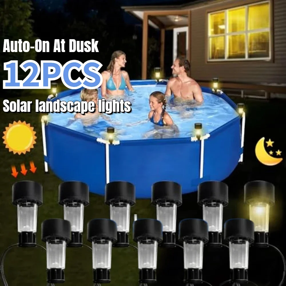 

12pcs RGB LED Solar Pool Light Swimming Pool Fence Yard Decor Trampoline Lights Framed Above Ground Waterproof Pools Accessories