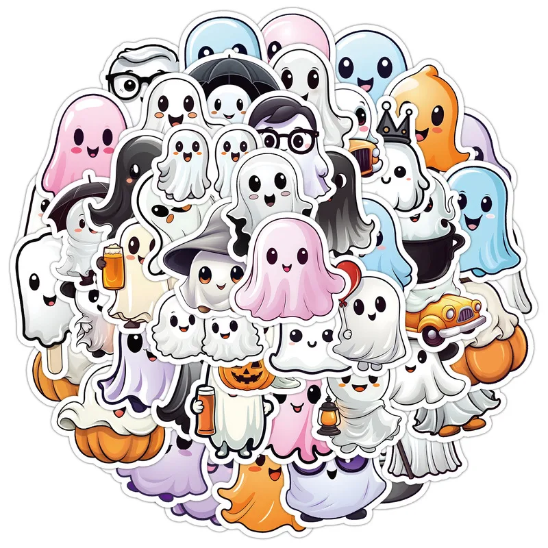 50pcs Cute Halloween Stickers Kawaii Ghost Pumpkin Witch Stickers DIY Craft Scrapbook Accessories