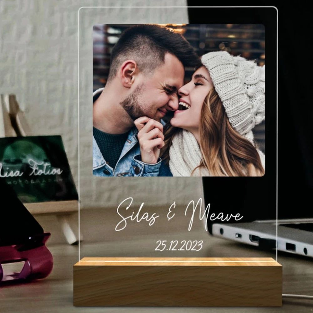 Personal isierte benutzer definierte Foto Licht angepasste Foto Text Acryl Lampe Hochzeit Valentinstag Muttertag Party Geschenk