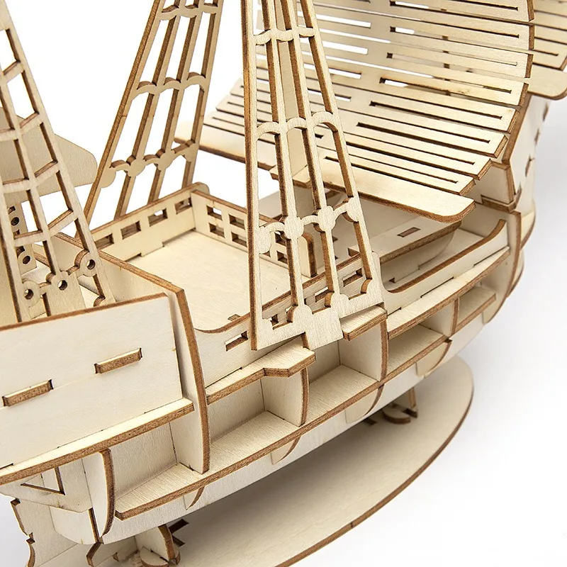 3D Sailboat Wooden Puzzle Assembly Model Puzzle DIY Wooden Crafts 3D Puzzle Toys Gifts