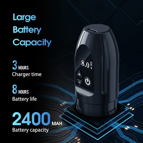 Imagen 2 del producto Kit de máquina de tatuaje inalámbrica XNET Titan con agarre adicional de 38mm, batería de 2400mAh, 40 Uds., cartucho de tatuaje mixto para artistas de tatuajes