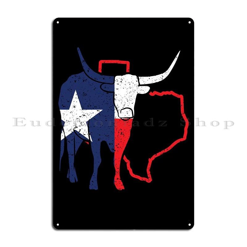 Texas Bull Texans Texians Metal Sign Rusty Decoration Wall Decor Printing Wall Cave Tin Sign Poster