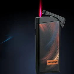 2026 HONEST Mini Ultra Thin Metal Butane Lighter Windproof Red Flame Recyclable Inflatable Torch Turbo Cigar Lighter