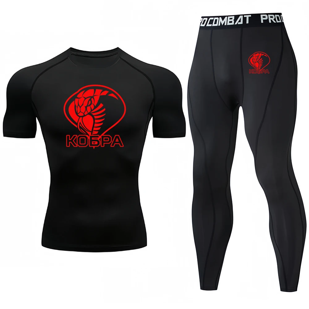 

Man Compression Sets Gym Running Pants T Shirt Fitness Training Mens Tracksuit Short Sleeves Shirts Sport Workout Suit Rashgard