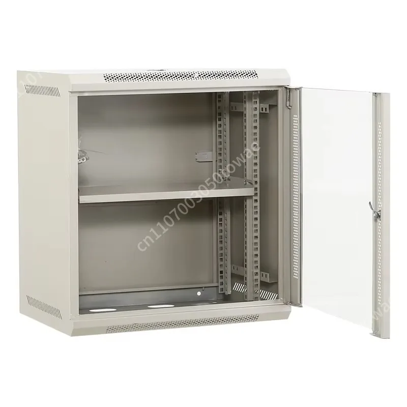 12U Wall Mount Network Cabinet with Lockable Glass Door, Server Rack Cabinet with Ventilation, Cold Rolled Steel Data Cabinet