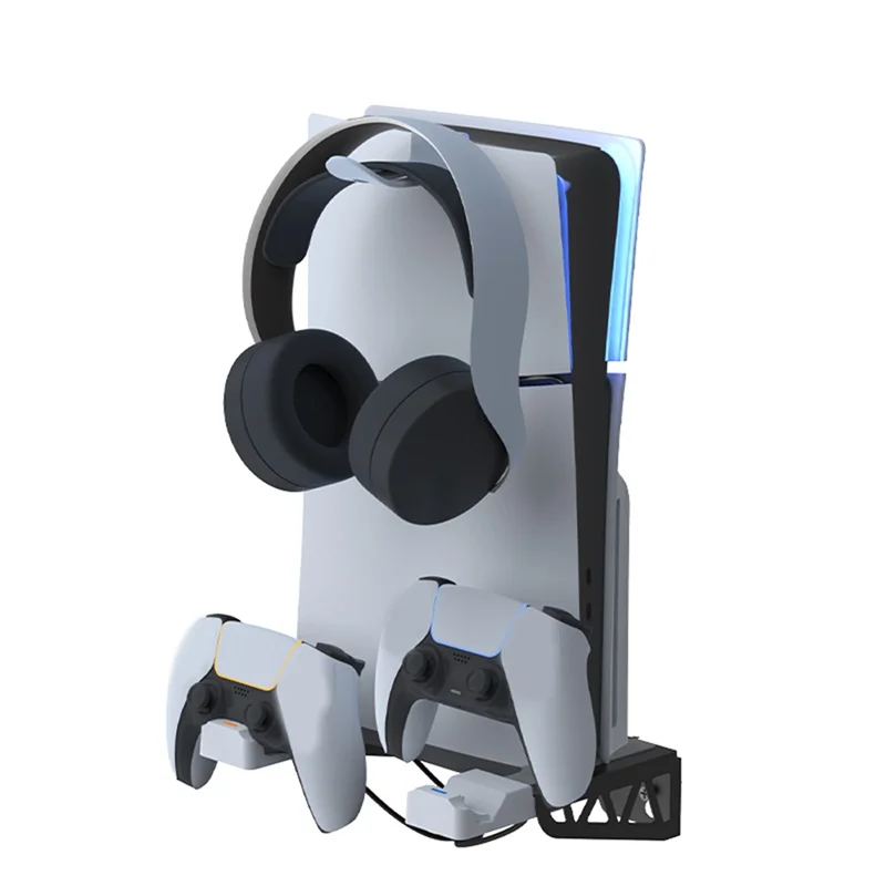 Para estación de carga de montaje en pared PS5 con soporte para auriculares soporte de cargador de pared para PS5 y PS5 Slim, disco y Digital-BTFL