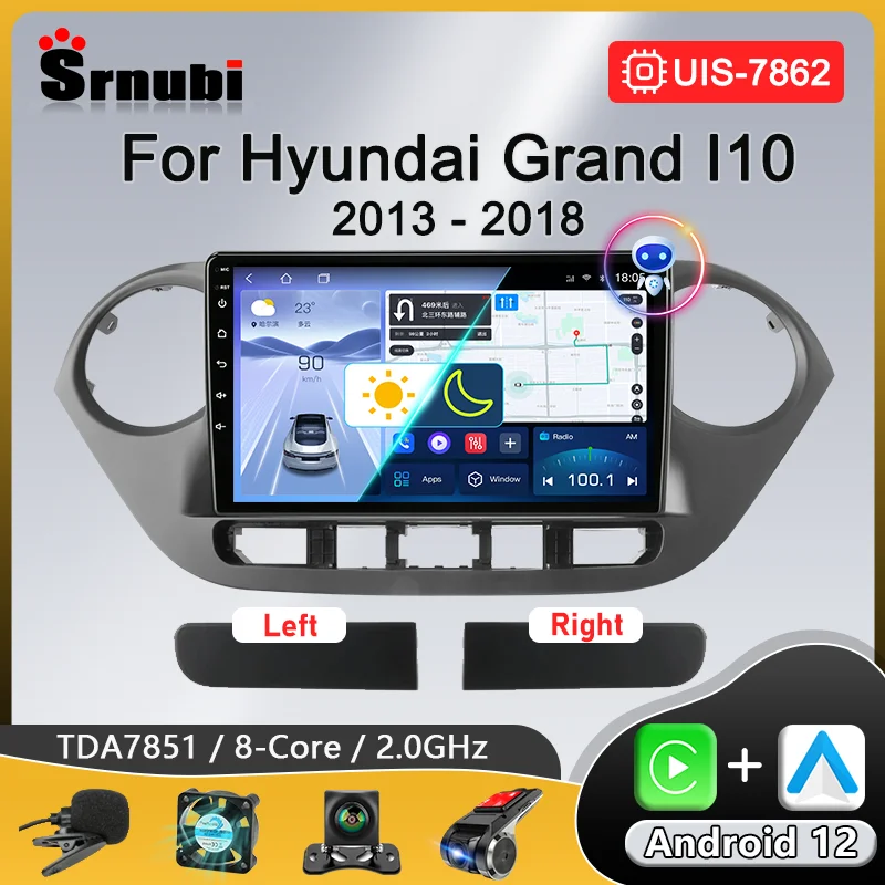 Android 12 Car Radio for Hyundai Grand I10 2013-2018 Carplay Auto Multimedia Player GPS Navigation Stereo DVD 2 Din Head Unit