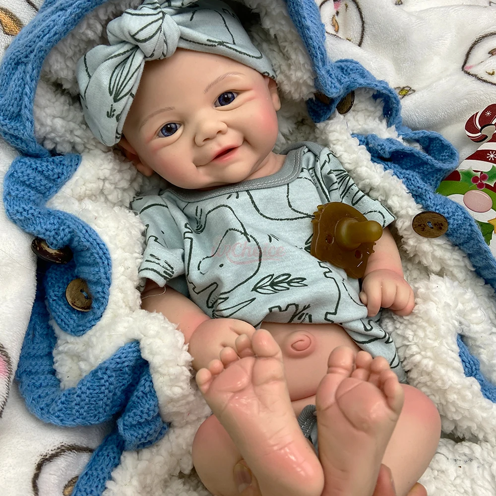 43 cm anatomicamente correto corpo inteiro sólido de silicone renascido bebê menino / menina pesado boneca recém-nascida para exibição e coleção de arte