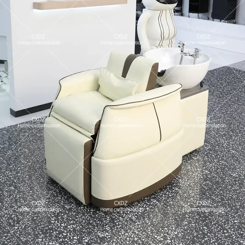 Barber shop shampoo bed Hair salon Half lying ceramic shampoo bed Beauty salon Electric lift shampoo bed Beauty