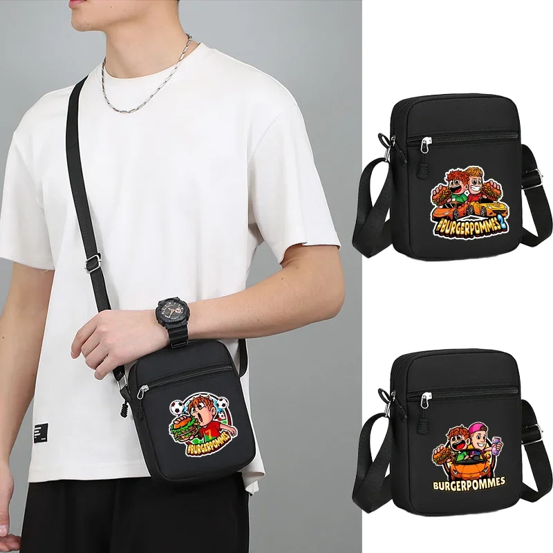 Burgerpommes Icrimax Men Crossbody Bag Women Shoulder Bags Cartoon Anime Graphic Print Portable Large Capacity Handbags Gifts