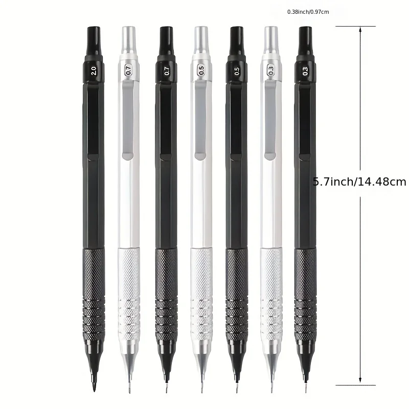 0.3/0.5/0.7/0.9/2.0mm Mechanical Pencil Low Center of Gravity Metal Drawing Special Pencil Office Write Art Supplies for School image 5