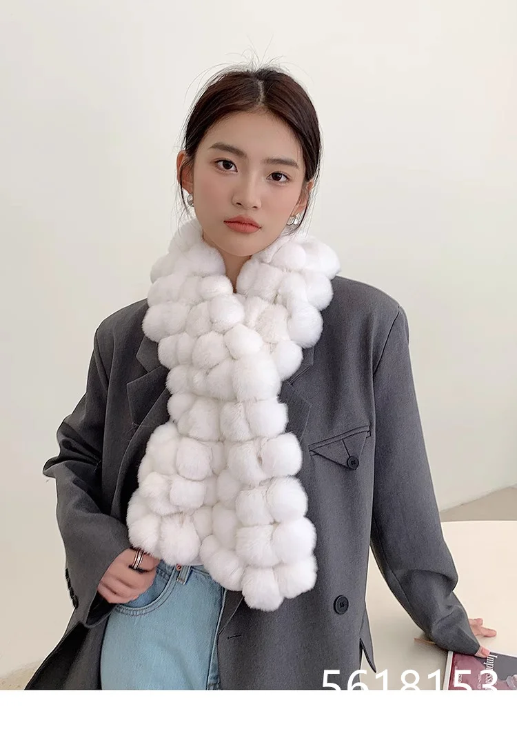 One Ball Scarf Imported Rex Rabbit Hair Warm Scarf Winter Double sided True Wool Collar Rabbit Hair Neck (5 colors available)