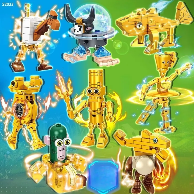 النسخة الذهبية الإيطالية تونغ تونغ صحور ‌   مجموعة مكعبات البناء المقتنيات لعبة الشكل للفتيات نموذج الطوب لعبة أطفال هدايا للأولاد والأطفال