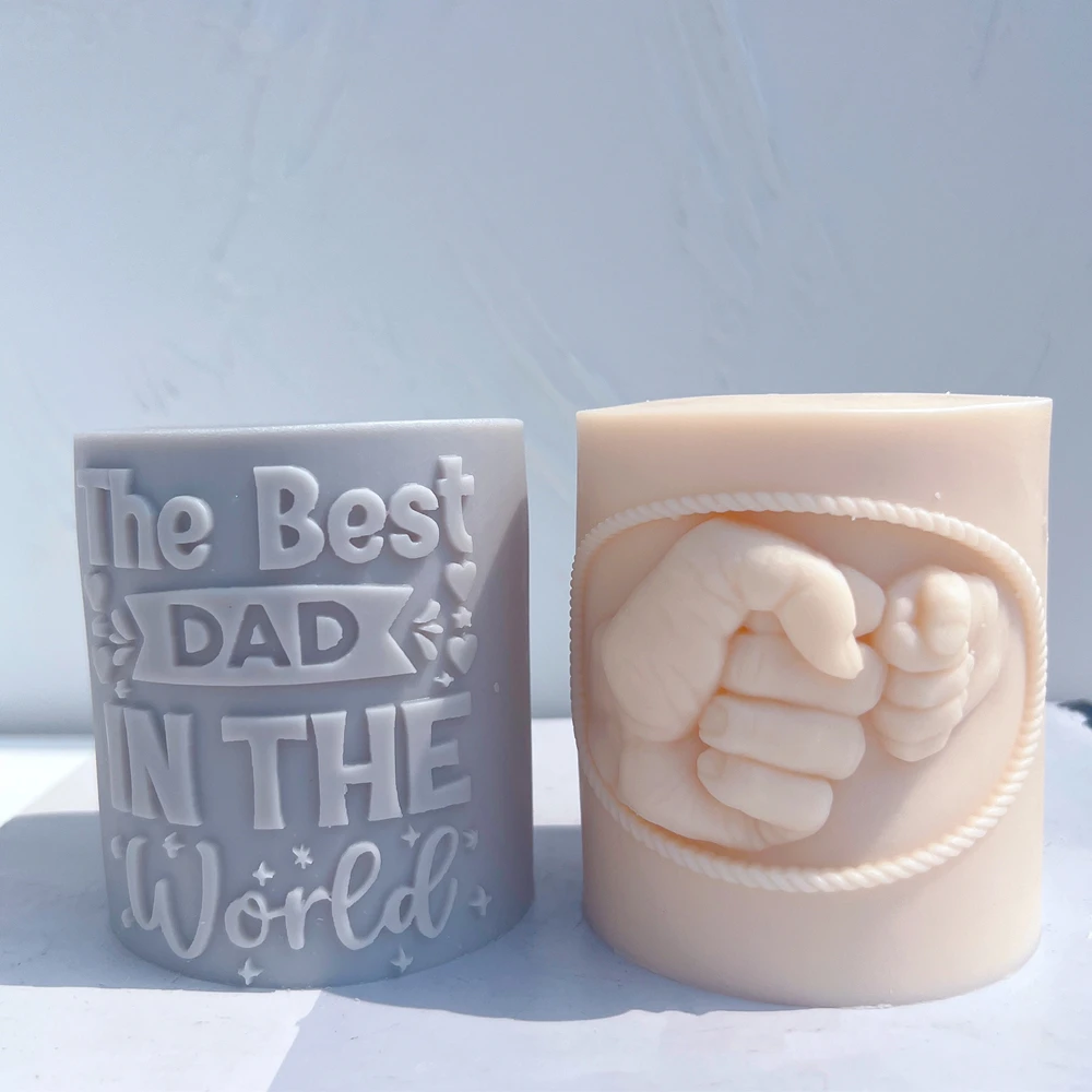 

Father's Day Mother's Day Gift Home Decor Candle Molds Carved Mama Dad Letters Cylindrical Embrace Pattern Pillar Silicone Molds