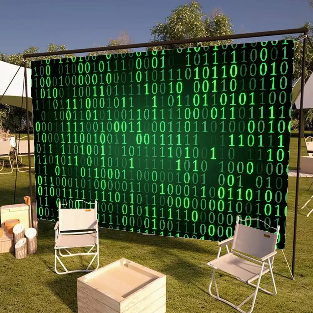 Binary Code The Matrix Program Chart Game Film Cartoon Flag Wall Hanging Banner Decoration Household Home Decor