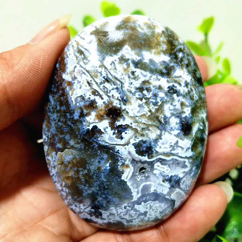 Natural Stone Moss Agate Palm Stones Magic Spiritual Meditation Energy Reiki Treat The Disease Feng Shui Crystal Room Decoration