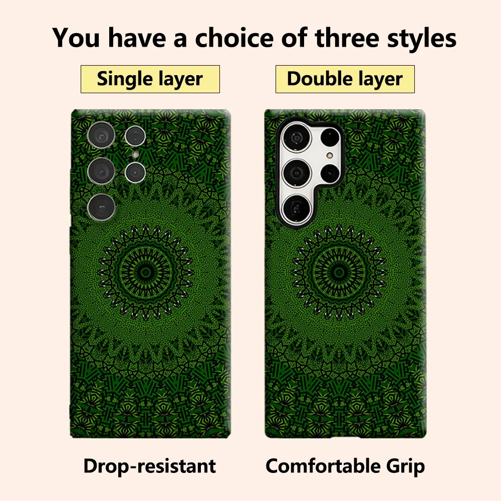 green mandala kaleidoscope Luxury Fashion Full Lens Protective Case for Samsung Galaxy S26 S25 S24 A56 A36 Plus Ultra