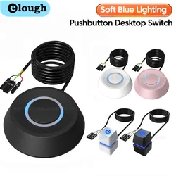 Elough Computer Desktop Switch 2M LED Lights PC Motherboard External Start Power On/Off Button Extension Cable For Home Office