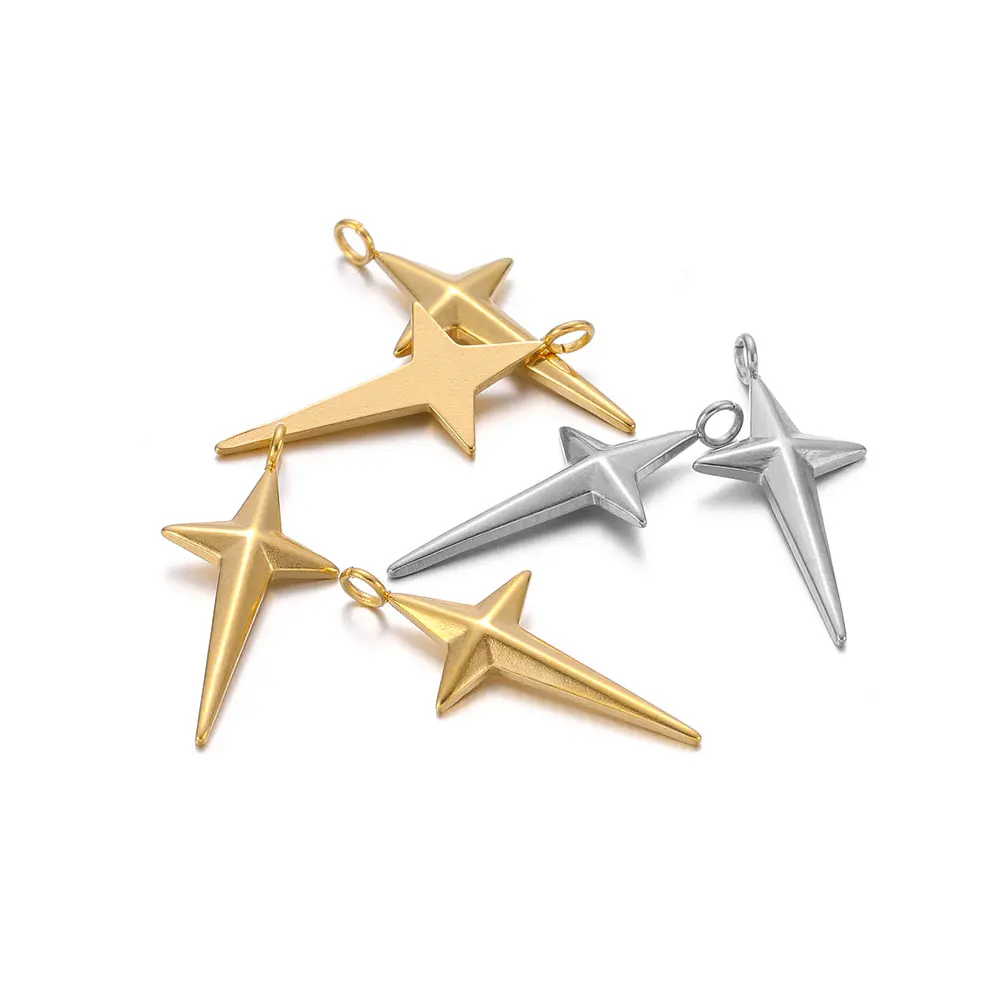 5Pcs Stainless Steel Gold Color Long Star Charms Pendant for DIY Pendants Necklace Jewelry Making Wholesale