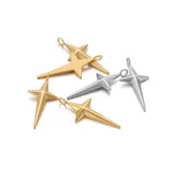 5Pcs Stainless Steel Gold Color Long Star Charms Pendant for DIY Pendants Necklace Jewelry Making Wholesale