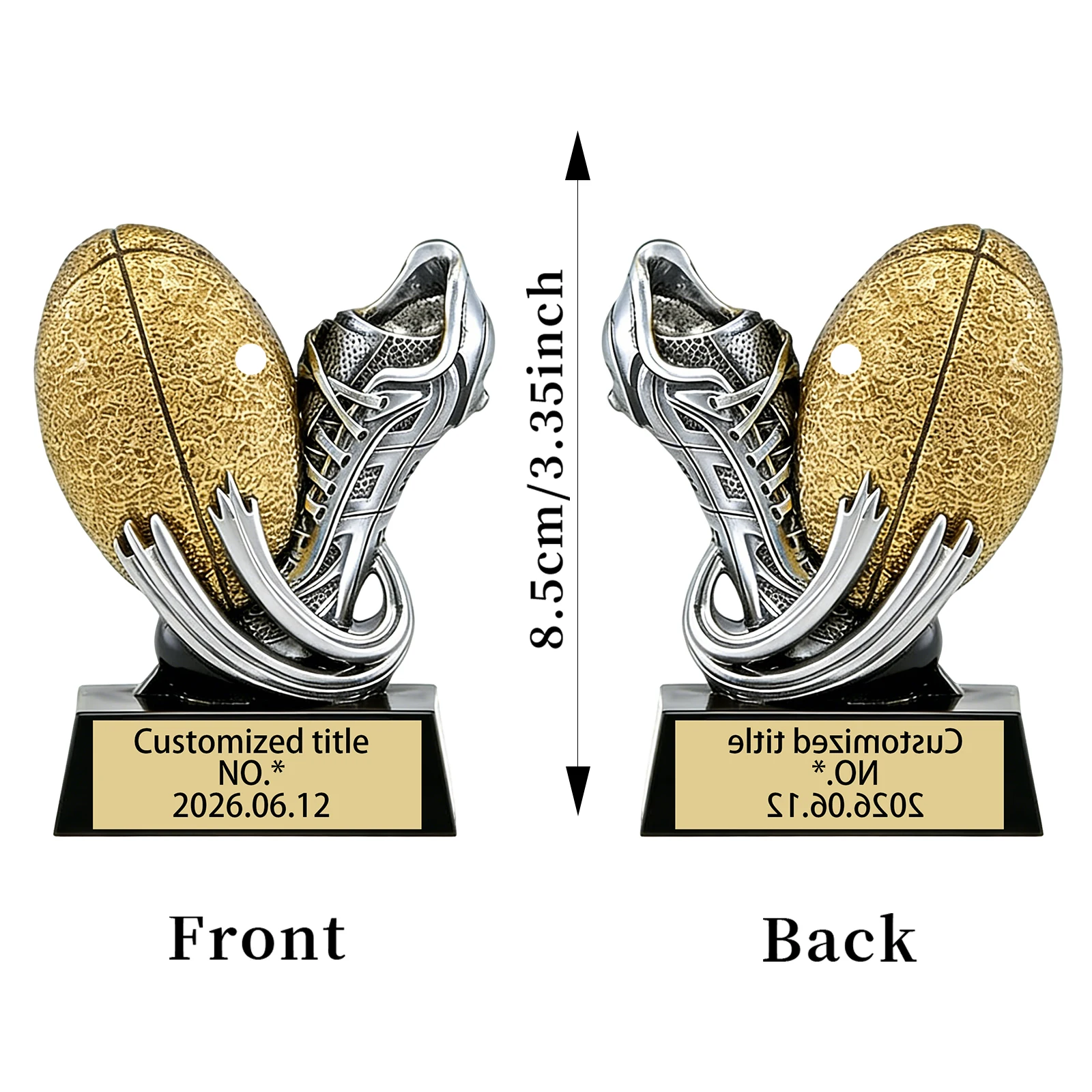 Custom Rugby Boot&Ball Trophy Shape Bag Charms Custom Print Title Text Name Date for awards prizes gift DIY purse Charms making