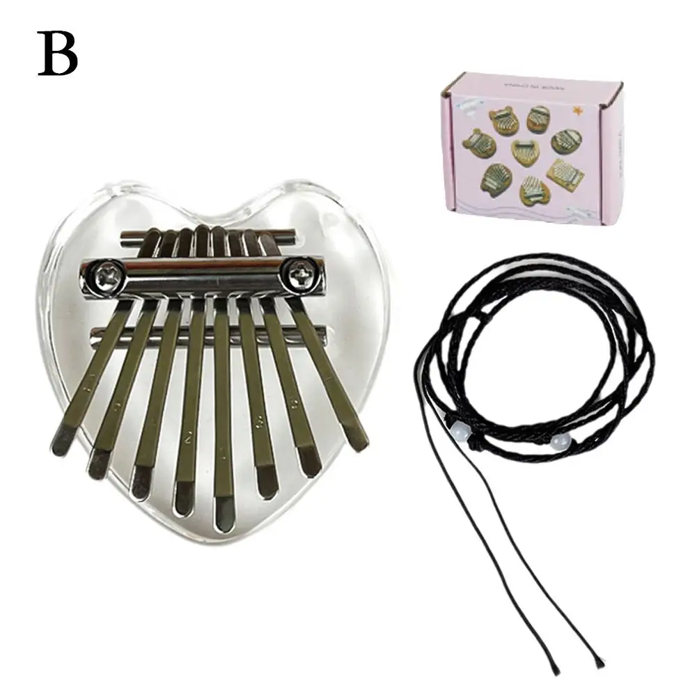 Mini Thumb Piano 8 Tone Portable Wood Kalimba Crystal Transparent Finger Piano For Beginner Musical Instrument X5I4