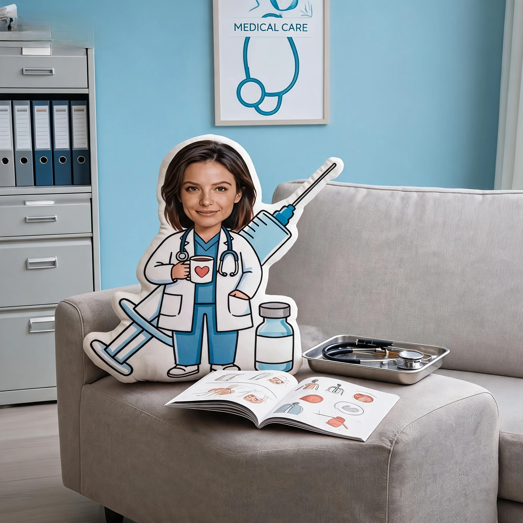 1pc-Customized Throw Pillow Worker Custom Photo Pillow, Healthcare Themed Plush Cushion, Meaningful Souvenir Gift for Staff and