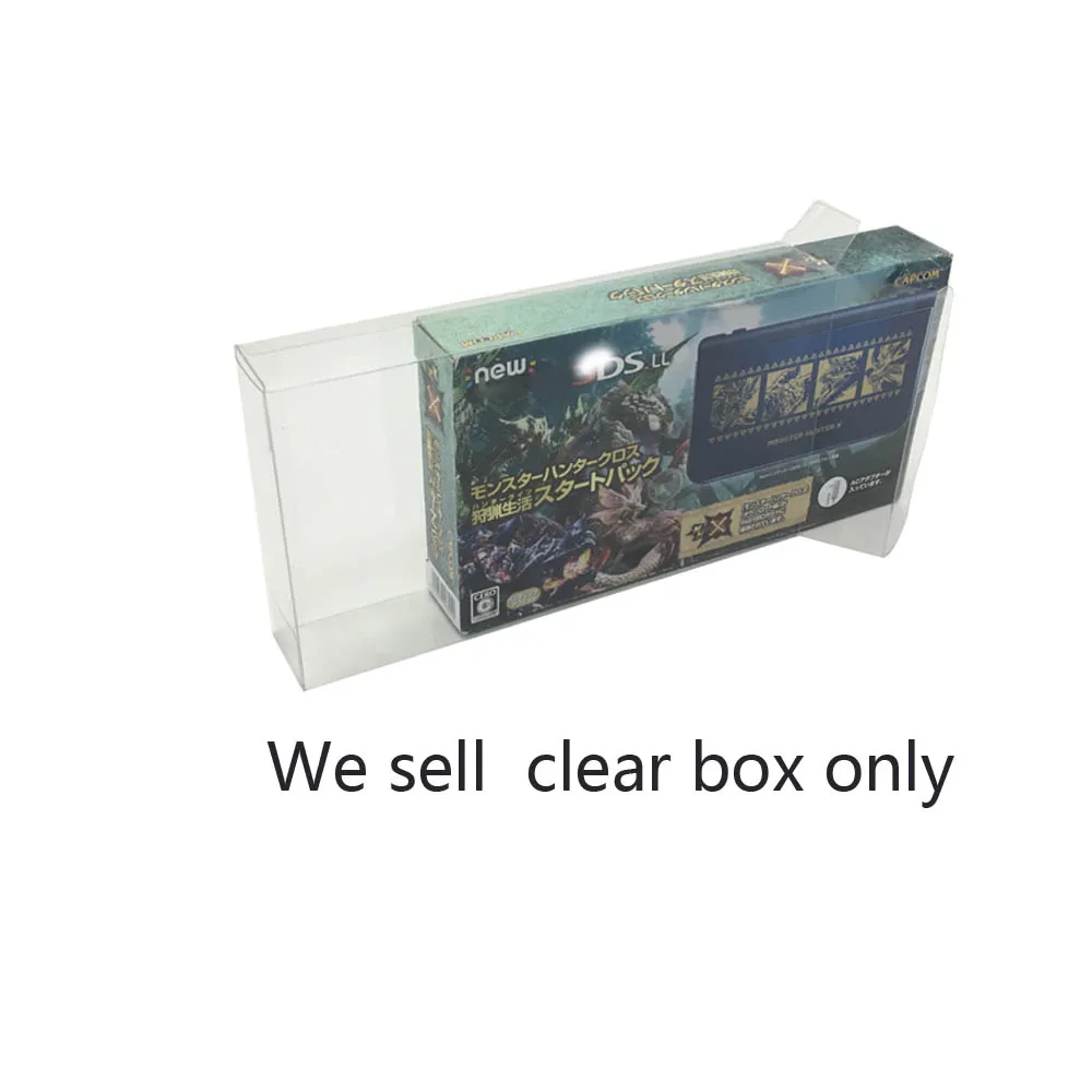 100PCS Transparent clear PET cover For NEW3DSLL Monster Hunter 4 game console limited edition storage display box collect case