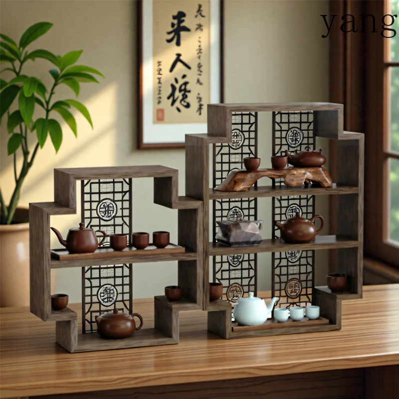 CX solid wood Bogu tea room storage tea set wall small teapot multi-treasure pavilion