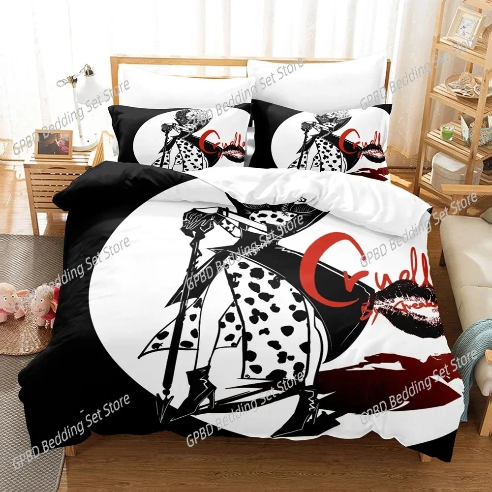 Cruella De Vil 3D Bedding Set Duvet Cover Pillowcases Single Twin Full Queen King Size Home Decor Quilt Boys Gift
