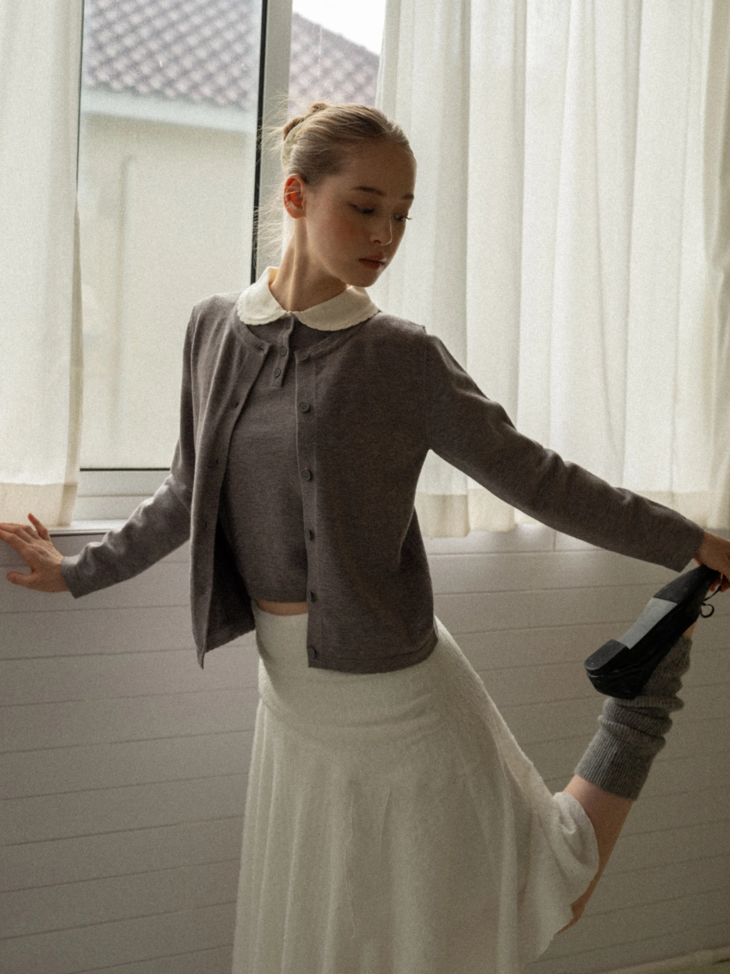 

French Sle Knitted ort Sve Cardigan Doll Collar Slim Fit Inner Wear EGGKA College Sle Women's Faion Soft Acrylic B...