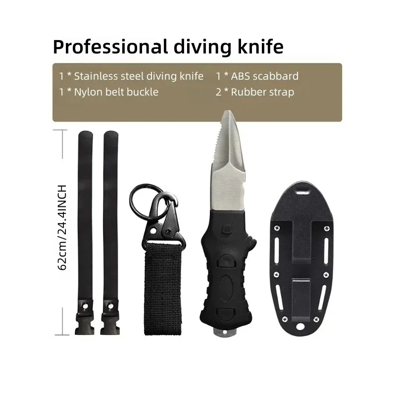 Outdoor Water Rescue Knife Spearfishing Diving Knife Stainless Steel Dive Tool Rope Cutter