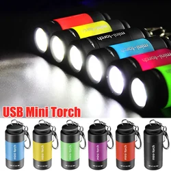 Mini LED Torch Portable Keychain Flashlight Pocket Flashlights USB Plug Charge Torch Lamp Outdoor Camping Waterproof Flashlight