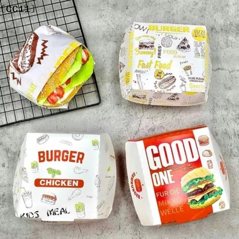 50/100Pcs Thickened And Greaseproof Burger Packaging Box Disposable Burger Box Food Grade Fast Food Take Out Boxes〔CC11〕