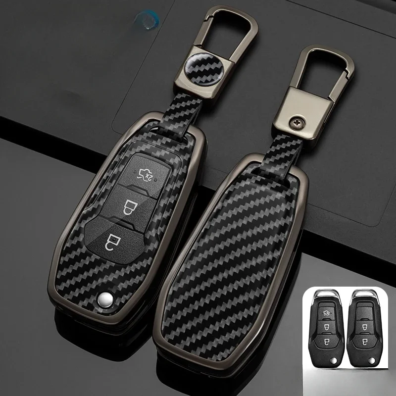 For Ford Figo 2017 Mondeo 5 Ecosport Fiesta Mk8 Everest Ranger Fusion Kuga Escort Zinc Alloy Car Key Case Cover Keychain