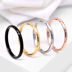 Cincin Stackable Tipis 2mm Cincin Midi Buku Jari Pita Polos Baja Tahan Karat untuk Wanita Ukuran Perempuan 3-12 6 cincin dy penjualan terbaik - №