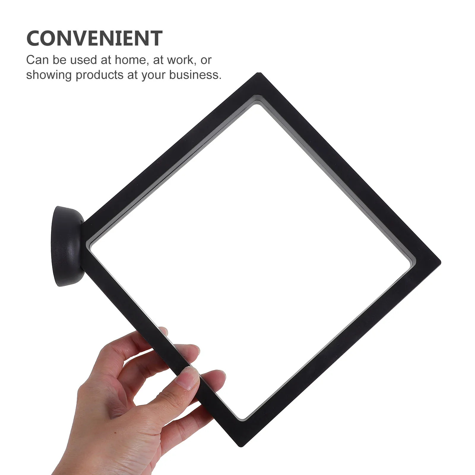 

3D Floating Frame Shadow Box Coin Display Jewelry Case Black Round Base 18x18x2cm Jewelry Display Stand for Medallion Pendant