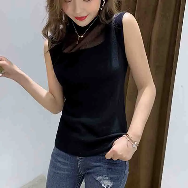 New Sexy Women Tops Fashion White Shirt Simple Street Style Ladies Knitted Solid Wild Ice Silk Tanks Summer Clothes 2922