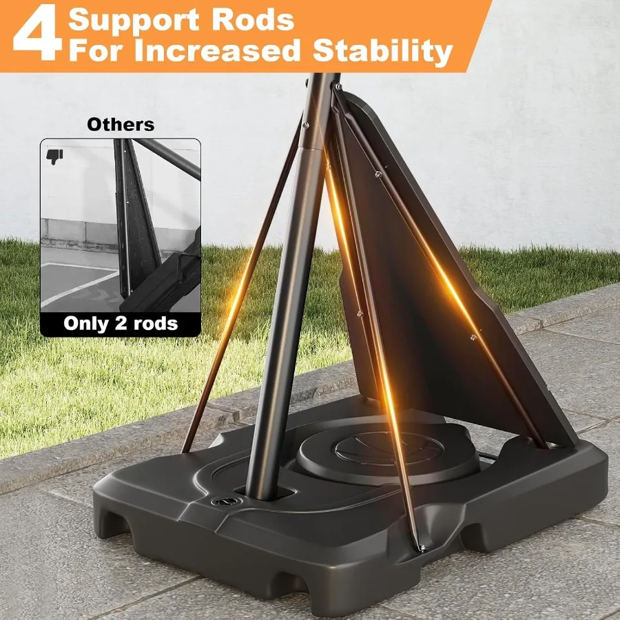 Basketballkorb für den Außenbereich, tragbar, höhenverstellbar, 510 Fuß, Basketballtorsystem mit 33, 44-Zoll-PC, bruchsicherem Rückwandrad