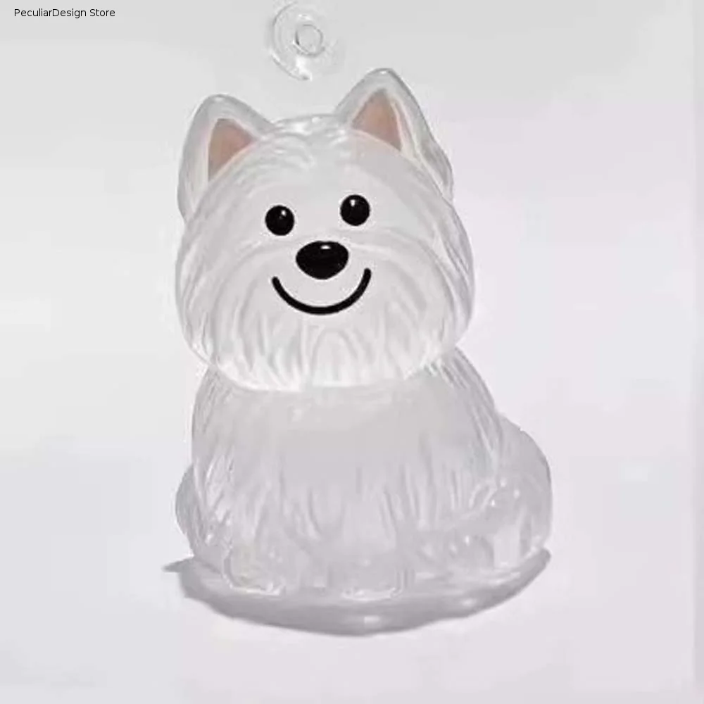 Cartoon Dog Shape Dog Hair Storage Box Transparent Hair Grooming Pet Hair Keychain Acrylic Keyring Puppy Pendants Jewelry Gift