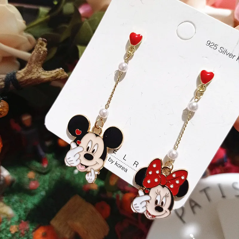 Disney Cartoon Mickey Earrings  Asymmetrical Cute Mickey Mouse Earrings New Fashion Jewelry Accessories Gifts for Girls