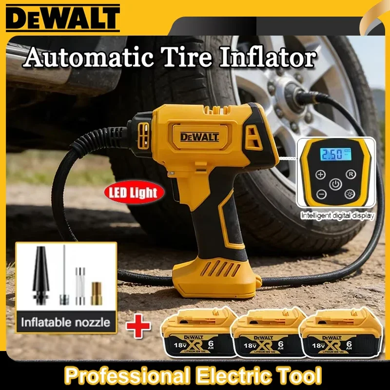 2026 NEw DEWALT Automatic Tire Inflator Battery Air Compressor Cordless Electric Pump with Digital Pressure Gauge for Car Bike
