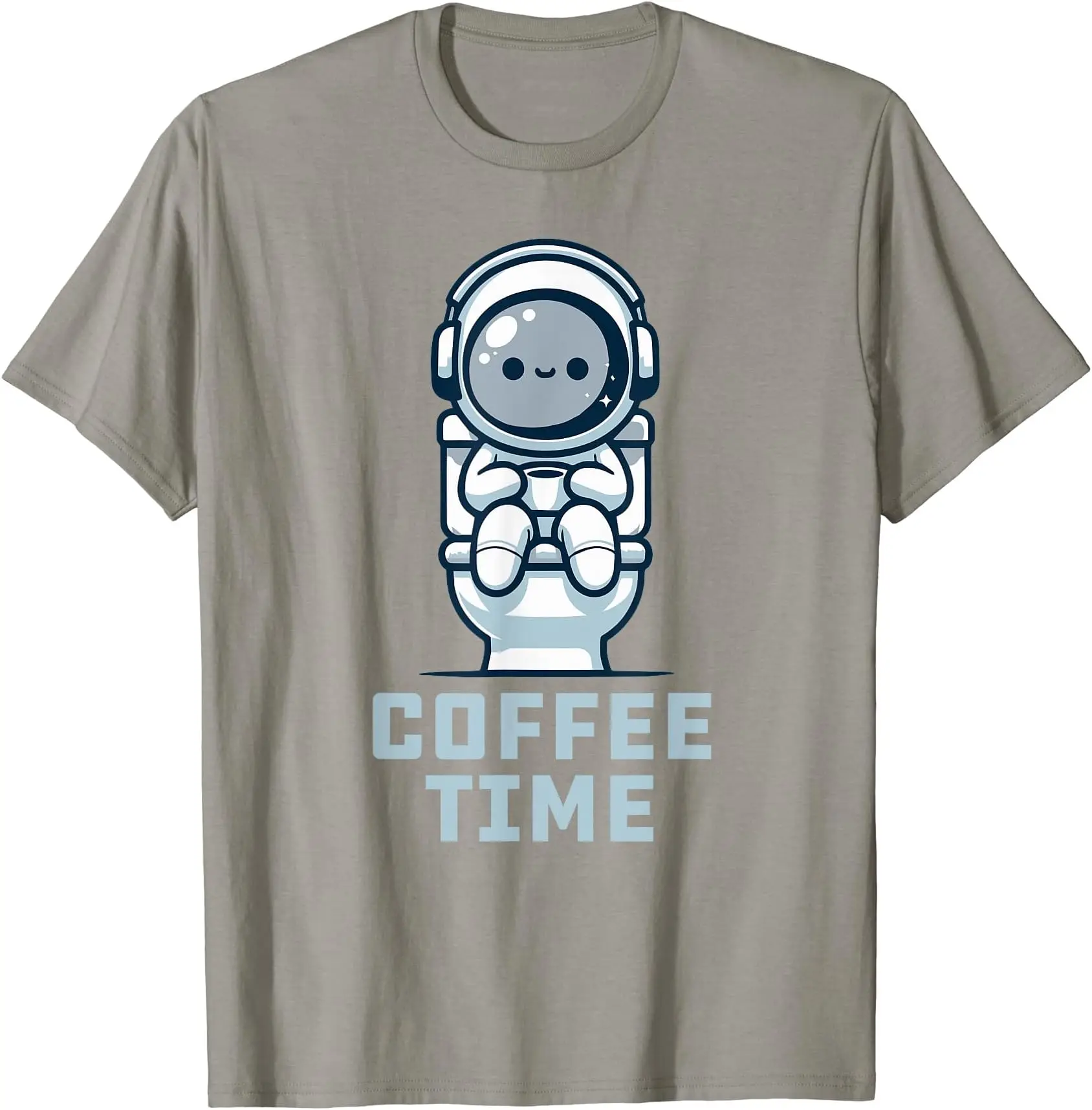 Coffee Time Cute Pooping Astronaut And Potty T-Shirt Anime Graphic T-shirts For Men Clothing Women Tees High Quality 100%Cotton