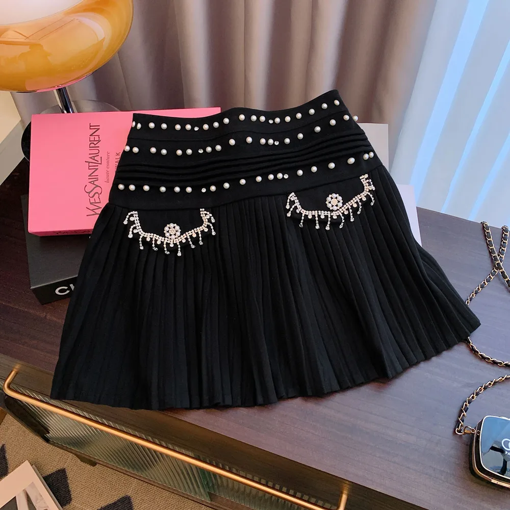 Fashion Casual College Style High Waist Slim Goth Mini A Word Short Skirt Kawaii Hot Girl Denim Skirt Womens Pleated Skirt