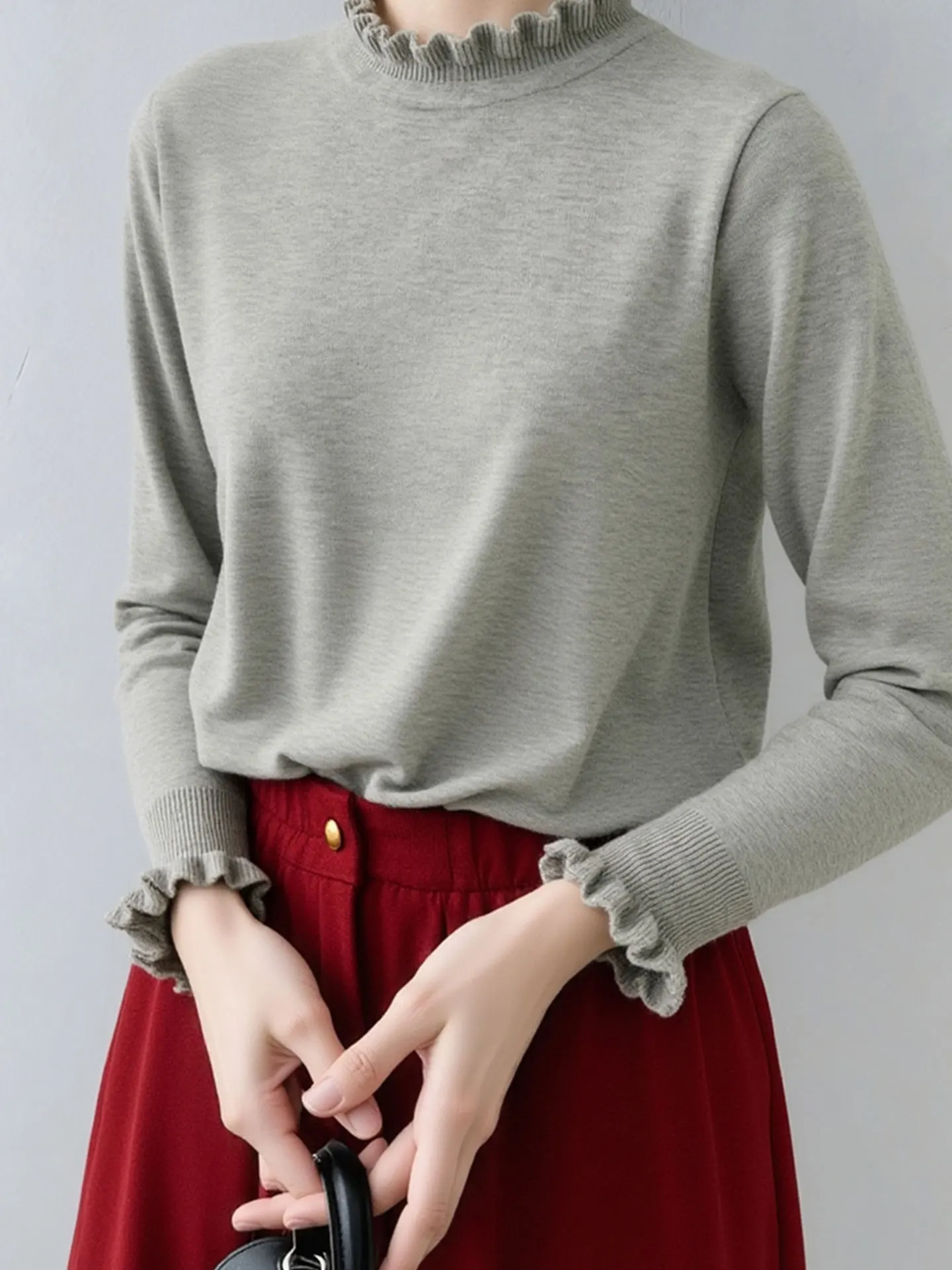 Coréen Sle Long Sve Camere pull tricoté bois ain épissage conception hiver haute qualité pull haut pour les femmes