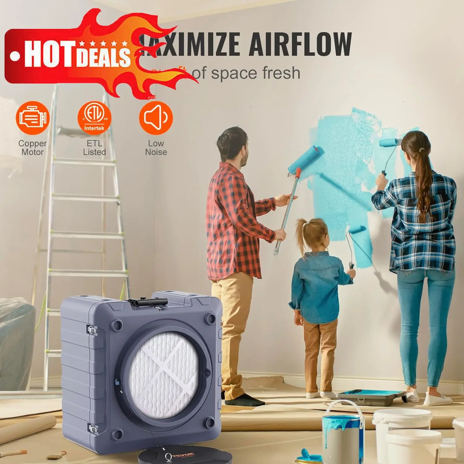 

NEW Air Scrubber with 3-Stage Filtration, Stackable Negative Air Machine 800 CFM, Air Cleaner , Industrial and Commercial Use